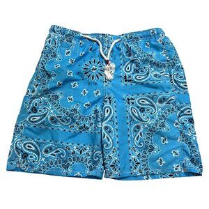 MC2 Saint Barth Paisley Print Drawstring Swim Shorts in Blue